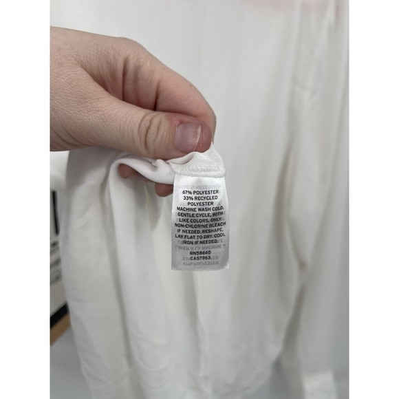 NWT Halogen Cross Faux Wrap Front White Women XXL Long sleeve Modern Blouse - Picture 8 of 10